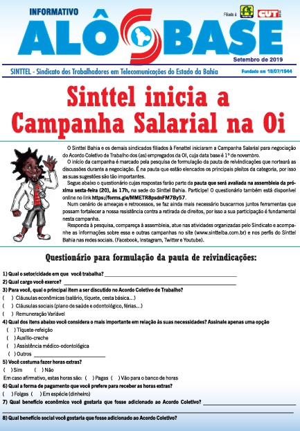 Sinttel inicia a Campanha Salarial na Oi